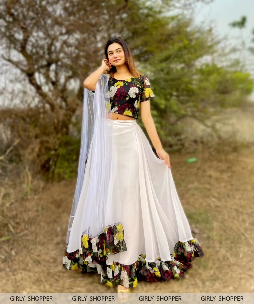 Maroon Party Wear Floral Printed Crop Top Lehenga Choli in Surat at best  price by DHAGA FASHION - Justdial